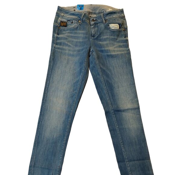 Retro Vintage G-Star Midge Skinny Comfort Loop Denim Blue Jeans Sz 29 x 34 NWT - Picture 1 of 9
